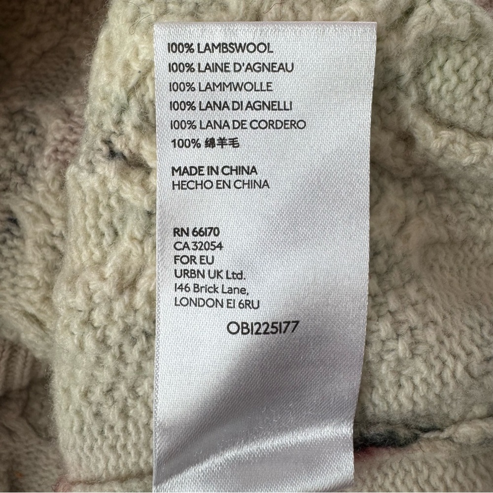 Anthropologie Catch of the Day Lambswool Cable Knit Sweater V-neck Birds Medium - Picture 9 of 10